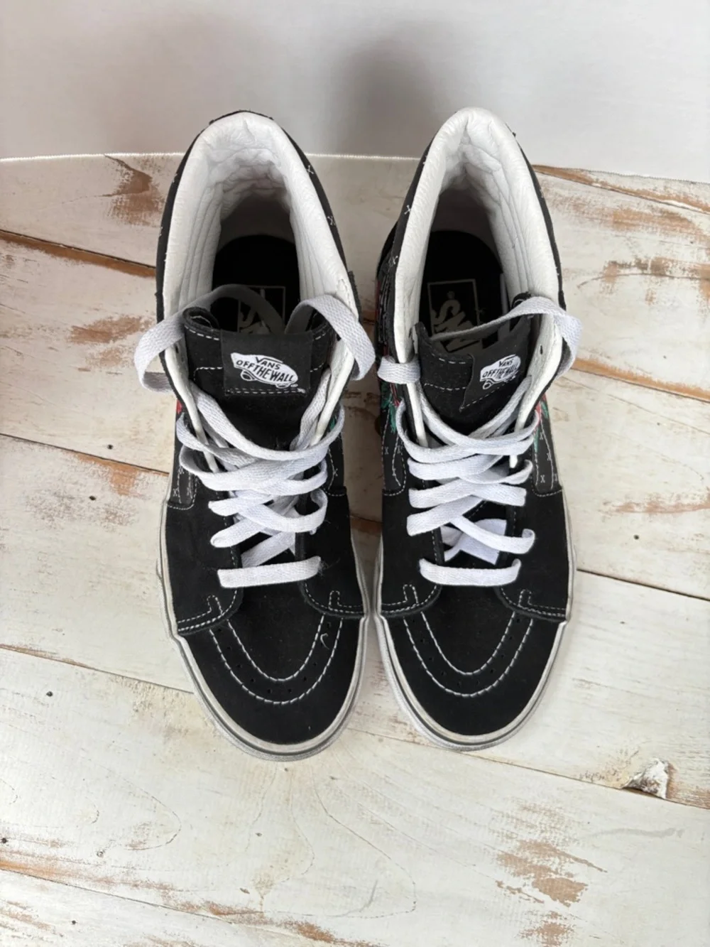 VANS Sk8-Hi Rose Skulls sneakers hi-top punk goth skate sz 9 women 7.5 men suede